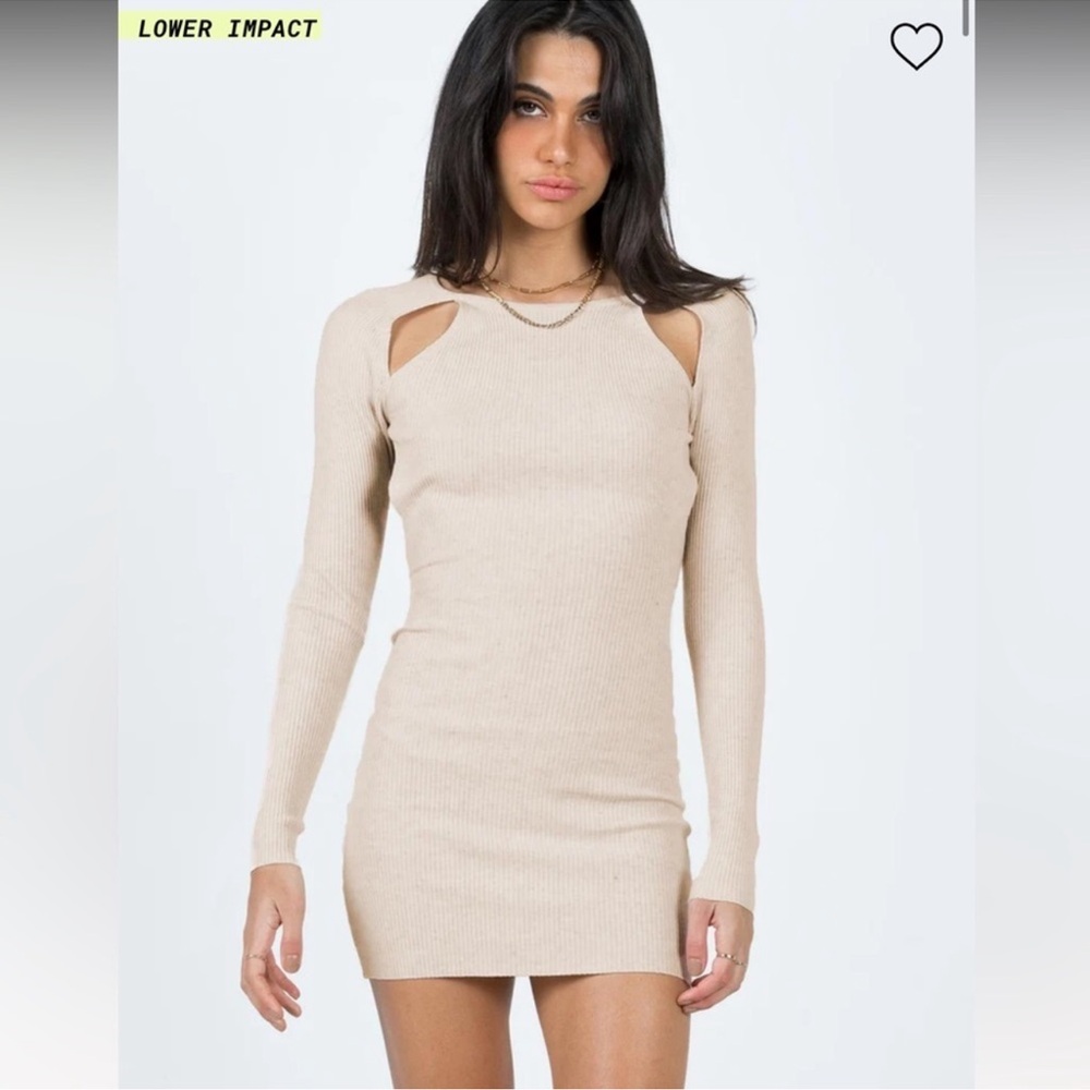 NWT Princess Polly Neruda Knit Mini Dress Beige 4